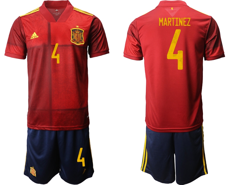 Men 2021 European Cup Spain home red 4 Soccer Jersey
